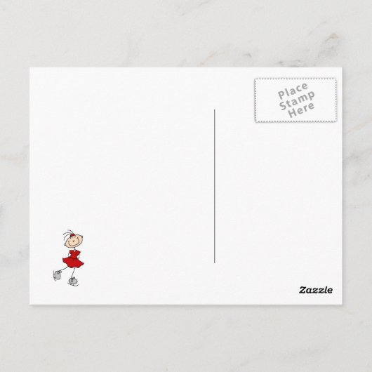 レッドガールアイススケーターTシャツとギフト ポストカード (裏面)