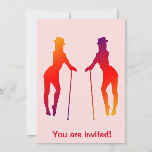 レッドガールズ踊りジャズ招待状 招待状 (正面)