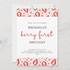 レッドガールベリーファースト誕生日 招待状