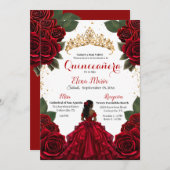 レッドキエレガントンセアニラバラ金ゴールドグリッター 招待状 (正面/裏面)