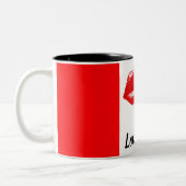 レッドキスサンキューパーソナライズされたヴァレンティネス・デイ ツートーンマグカップ (左)
