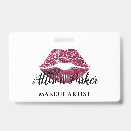 レッドキスリップグリッターメイクアップアーティストビジネス バッジ