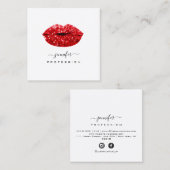 レッドキスLIPSメイクアップアーティストホワイトソーシャルメディア スクエア名刺 (正面/裏面)