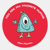 レッドキッズバレンタインズデイモンスターエイリアン ラウンドシール (正面)