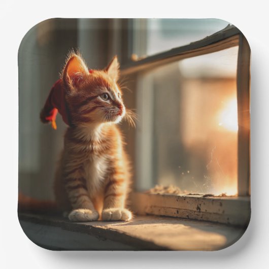 「レッドキットンサンセットパーティー紙プレート」 ペーパープレート (正面)