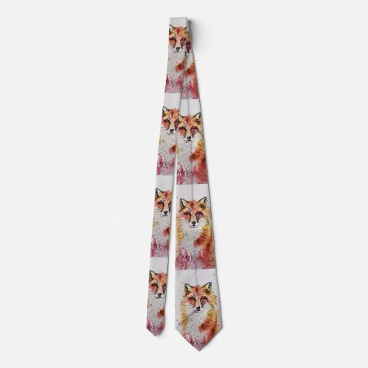 レッドキツネかわいい水彩キツネアートソックス ネクタイ (裏面)
