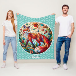 レッドキツネとサング淡い色のリーン フリースブランケット