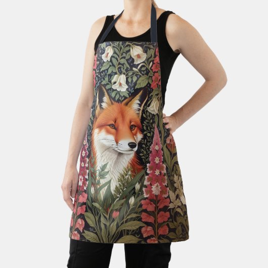 レッドキツネとフォックスグローブウィリアムインスパイアモリス エプロン (インサイチュ)