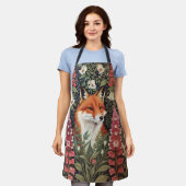 レッドキツネとフォックスグローブウィリアムインスパイアモリス エプロン (着用した状態)