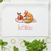 レッドキツネとレッドロビンの願最高のい事 キッチンタオル (折り畳み)