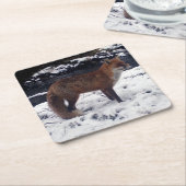 レッドキツネインスノーコースター スクエアペーパーコースター (アングル)