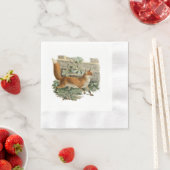 レッドキツネイン素朴カントリーコテージイラストレーション 縁ありカクテルナプキン (インサイチュ)