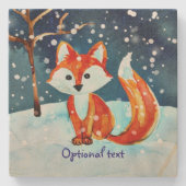 レッドキツネイン・スノー ストーンコースター (正面)