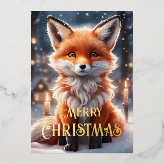 レッドキツネウィンタークリスマス 箔シーズンカード (正面)