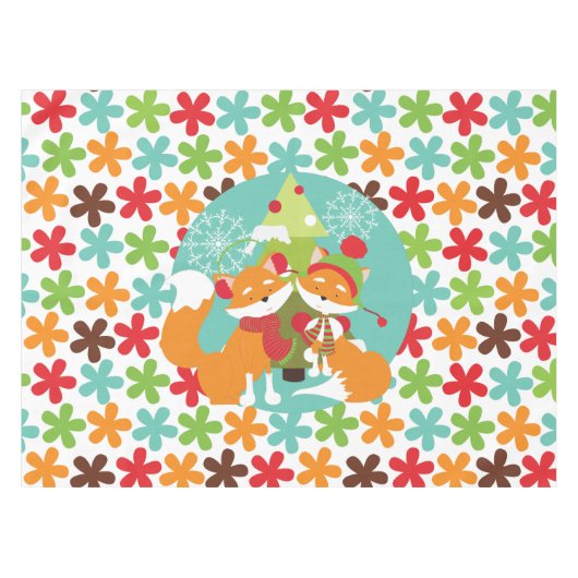 レッドキツネウィンターホリデーテーブルクロス テーブルクロス (正面(横))