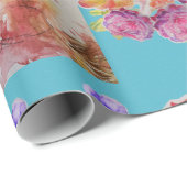 レッドキツネウォーターカラーウッドランドティール(緑がかった色)バラアニマルアート ラッピングペーパー (ロールコーナー)