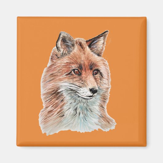レッドキツネウォーター絵を描カラーズアート マグネット (正面)