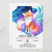 レッドキツネエンチャントメント誕生日 招待状 (正面/裏面)