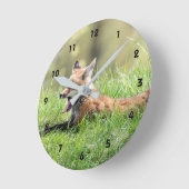 レッドキツネキットヨーイング ラウンド壁時計 (傾斜)