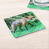 レッドキツネクブコースター スクエアペーパーコースター (アングル)