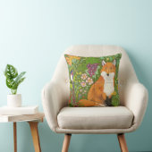 レッドキツネグリーンウッドランドタイルカラフルフォークアート クッション (椅子)