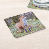 レッドキツネコースター スクエアペーパーコースター (アングル)