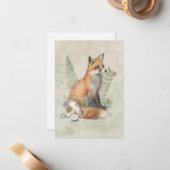 レッドキツネファーンマッシュルームウッドランドフォレスト自然 ノートカード (正面/裏面インサイチュ)
