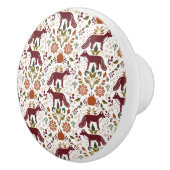 レッドキツネフォークアートノブがハードウェ素朴アを引く セラミックノブ (右)