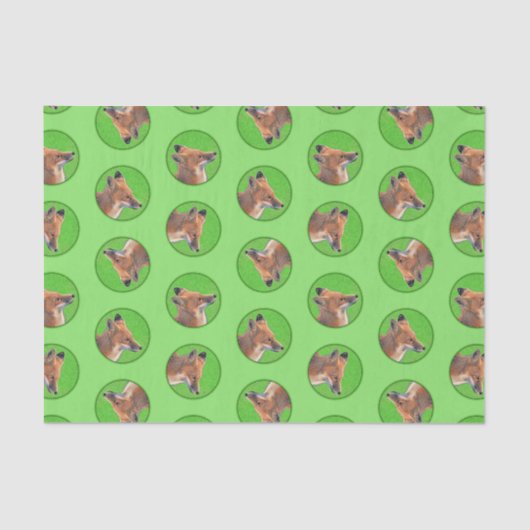 レッドキツネポートレート絵を描ズオリジナルワイルドライフアート 薄葉紙 (正面)