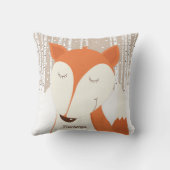 レッドキツネ樺の木ツリーウィンターウッドランド クッション (裏面)