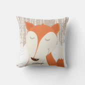 レッドキツネ樺の木ツリーウィンターウッドランド クッション (正面)