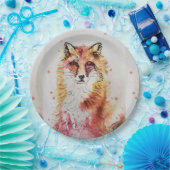 レッドキツネ水彩バースデーパーティー紙プレート ペーパープレート (パーティー)