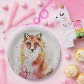 レッドキツネ水彩バースデーパーティー紙プレート ペーパープレート (パーティー)
