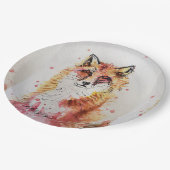レッドキツネ水彩バースデーパーティー紙プレート ペーパープレート (アングル)