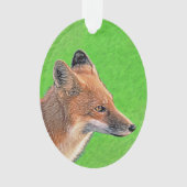 レッドキツネ絵画ズ – オリジナル野生動物アート オーナメント (正面)
