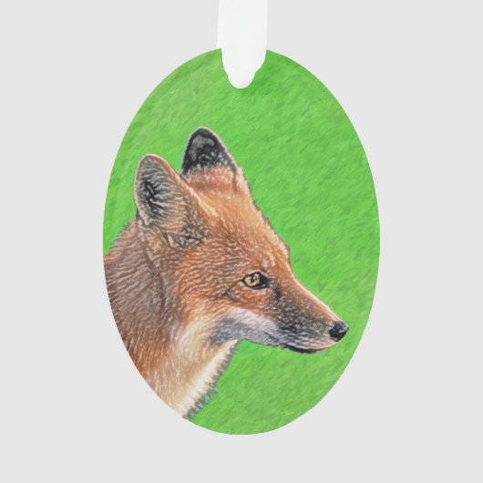 レッドキツネ絵画ズ – オリジナル野生動物アート オーナメント (裏面)