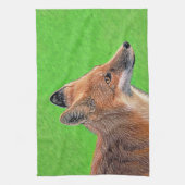 レッドキツネ絵画ズ – オリジナル野生動物アート キッチンタオル (縦)