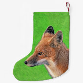 レッドキツネ絵画ズ – オリジナル野生動物アート スモールクリスマスストッキング (裏面)