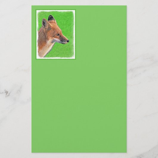 レッドキツネ絵画ズ – オリジナル野生動物アート 便箋 (正面)