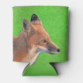 レッドキツネ絵画ズ – オリジナル野生動物アート 缶クーラー (正面)