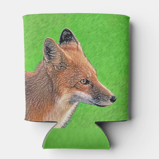 レッドキツネ絵画ズ – オリジナル野生動物アート 缶クーラー (裏面)