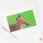 レッドキツネ絵画ズ – オリジナル野生動物アート 長方形シール (封筒)