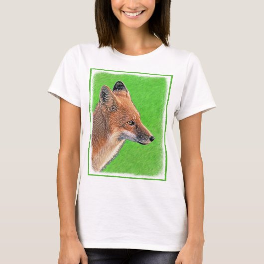 レッドキツネ絵画ズ – オリジナル野生動物アート Tシャツ (正面)