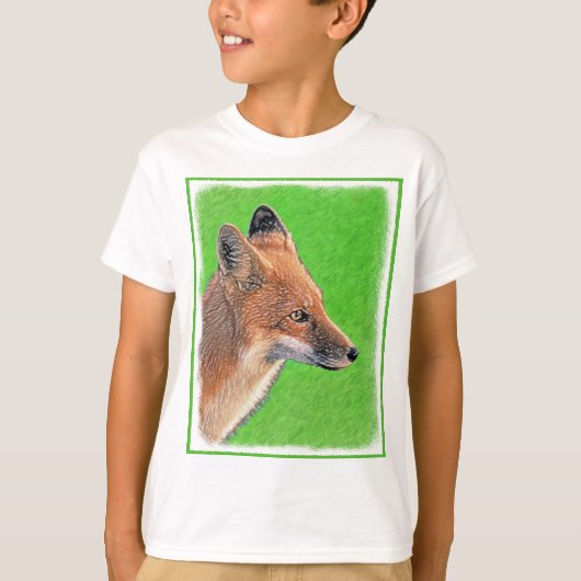 レッドキツネ絵画ズ – オリジナル野生動物アート Tシャツ (正面)