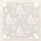 レッドキツネ葉ズコーン緑 ガラスコースター (裏面)