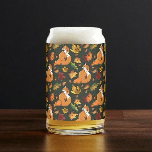 レッドキツネ葉ズコーン緑 ガラス缶