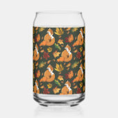 レッドキツネ葉ズコーン緑 ガラス缶 (正面)