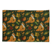 レッドキツネ葉ズコーン緑 枕カバー (裏面)