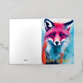 レッドキツネ誕生日 箔グリーティングカード (外側レイダウン)