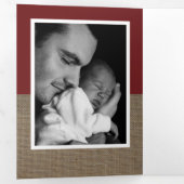 レッドキツネBurlap、5フォトコラージュベビー誕生 三つ折り案内状 (内部最初)